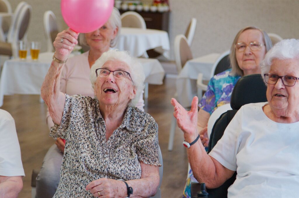 A group of seniors in a retirement home.